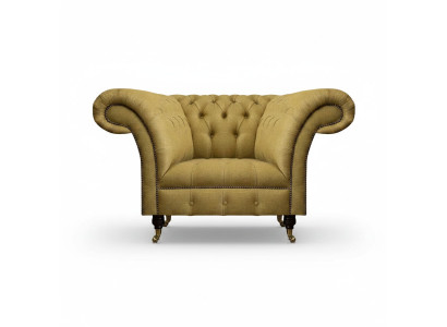 Sillón de tela de lujo Chesterfield nuevo para la sala de estar.