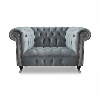 Sala de estar gris sillón Chesterfield tapizado asiento muebles nuevo textil