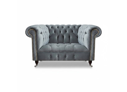 Sala de estar gris sillón Chesterfield tapizado asiento muebles nuevo textil