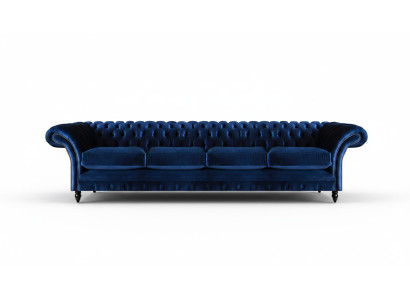 Diseño de lujo Chesterfield sofá de cuatro plazas azul Sofá Decoración Sala de estar