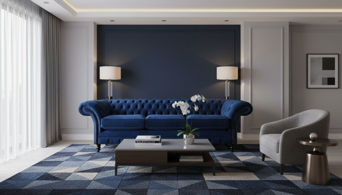 Sofá de lujo Chesterfield de tres plazas, tela de tapicería de salón de diseño nuevo