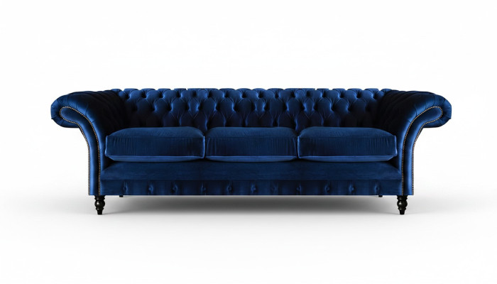 Sofá de lujo Chesterfield de tres plazas, tela de tapicería de salón de diseño nuevo