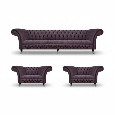 Chesterfield Design Sofá de lujo Tela de tapicería Sofá Couch Conjunto de asientos Textil de tapicería