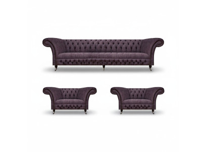 Chesterfield Design Sofá de lujo Tela de tapicería Sofá Couch Conjunto de asientos Textil de tapicería