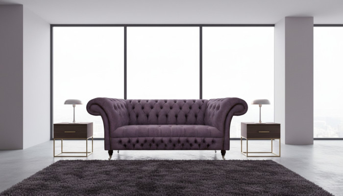 Sofá Chesterfield de dos plazas, sofá de sala de estar de lujo tapizado en tela textiles