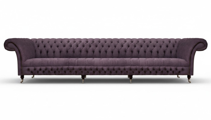 Muebles de lujo tapizados Chesterfield sofá de cuatro plazas tela salón.