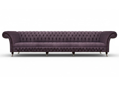 Muebles de lujo tapizados Chesterfield sofá de cuatro plazas tela salón.