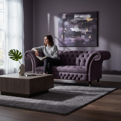 Chesterfield Sillón Muebles tapizados Sala de estar Asiento tapizado Tela de lujo Nuevo.