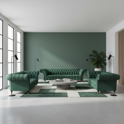 Sofás de lujo verdes juego completo de sofás tapizados muebles de salón sofá de tela