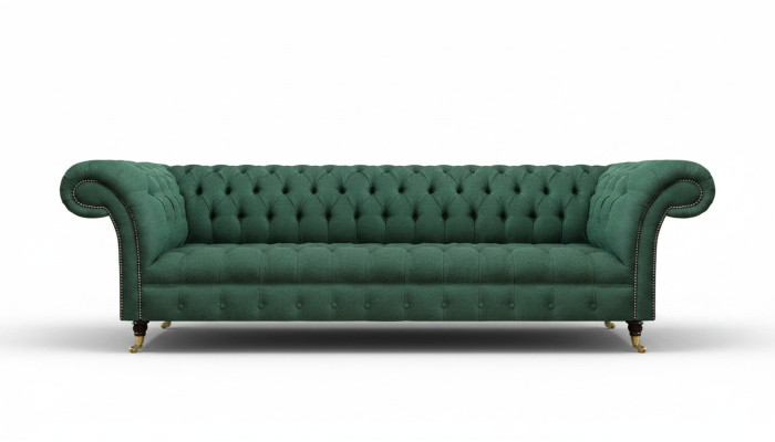 Muebles tapizados de lujo sofá de cuatro plazas verde salón Chesterfield