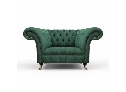 Sillón de sala de estar, muebles tapizados de lujo, verde, asiento tapizado, Chesterfield, nuevo.