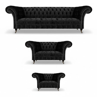 Chesterfield conjunto de sofás de 3 piezas completo para sala de estar nuevo.