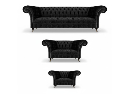 Chesterfield conjunto de sofás de 3 piezas completo para sala de estar nuevo.