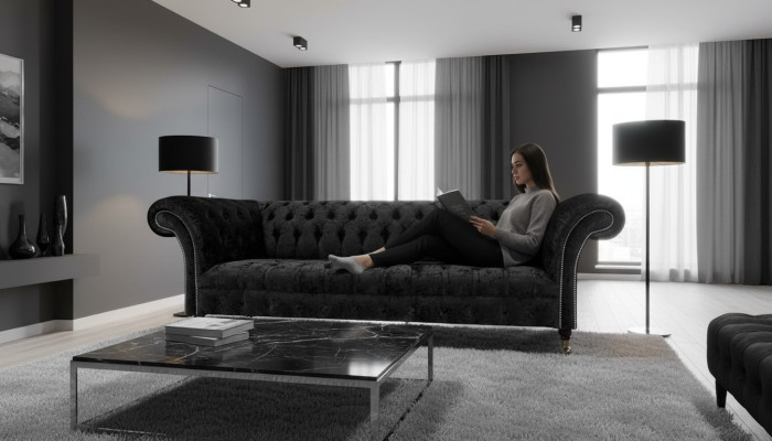Sala de estar Chesterfield sofá de cuatro plazas sofá muebles tapizados decoración nuevo