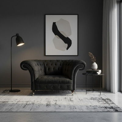 Sala de estar de lujo sillón asiento tapizado Chesterfield mueble tapizado.