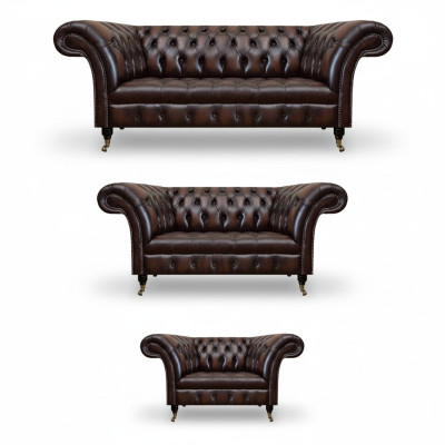 Muebles tapizados de salón Sofás Chesterfield Sofá de cuero Conjunto de sofá de lujo