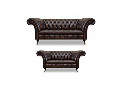 Conjunto de sofás Chesterfield marrón, tres plazas, sofá, sillón de dos plazas, nuevo para sala de estar.