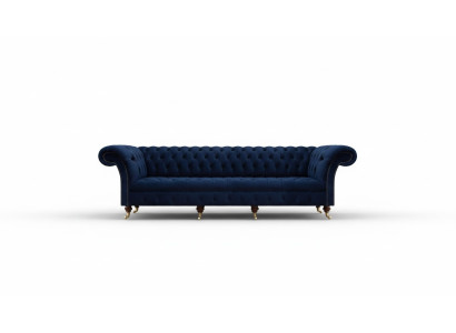 Sofá de cuatro plazas Chesterfield para sala de estar con diseño de muebles tapizados.