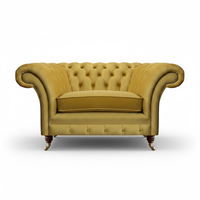 Nuevo sillón de lujo amarillo asiento mobiliario Chesterfield salón textil
