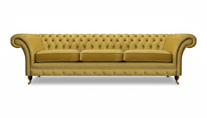 Sofá de salón, sofá de tres plazas, mobiliario nuevo Chesterfield, asiento textil.