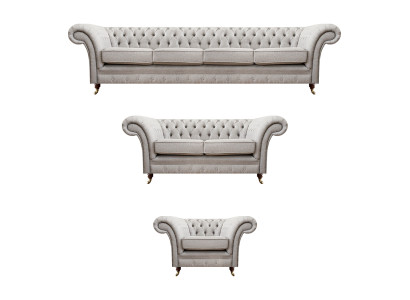 Chesterfield gris conjunto de muebles tapizados de lujo sofás completo sala de estar.