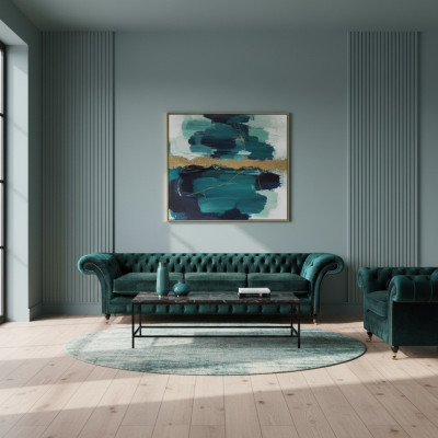 Lujo completo sala de estar sofá sofá de tres plazas Nuevo sillón Chesterfield