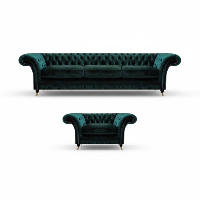 Lujo completo sala de estar sofá sofá de tres plazas Nuevo sillón Chesterfield