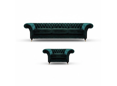 Lujo completo sala de estar sofá sofá de tres plazas Nuevo sillón Chesterfield