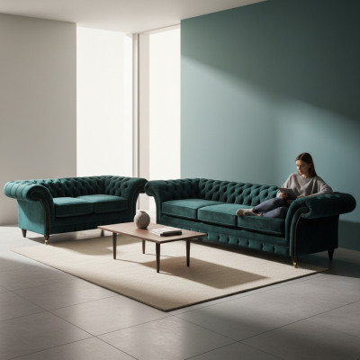 Muebles completos para la sala de estar, sofás 3+2, juego de sofás, sofás Chesterfield.