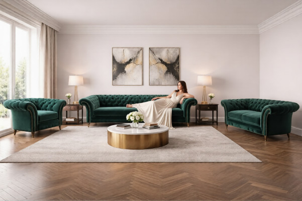 Conjunto de sofás de lujo de tela completo. Sofás, sillones para sala de estar nuevos.