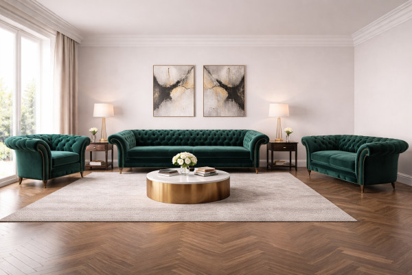 Conjunto de sofás de lujo de tela completo. Sofás, sillones para sala de estar nuevos.