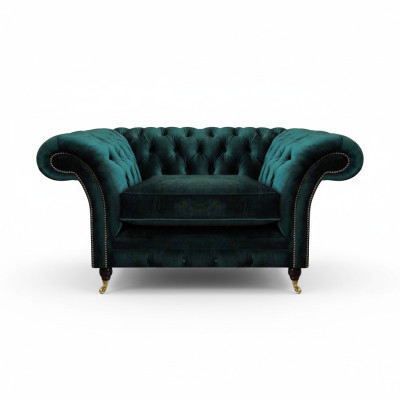 Sillón verde nuevo, muebles de sala de estar, asiento tapizado Chesterfield, tapizados.