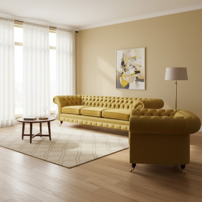 Conjunto de sala de estar sofá tres plazas 3+1 sillón juego de sofás Chesterfield