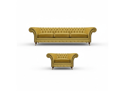 Conjunto de sala de estar sofá tres plazas 3+1 sillón juego de sofás Chesterfield