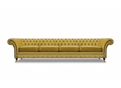 Sofá amarillo de salón, sofá de cuatro plazas, Chesterfield, asiento tapizado, mobiliario.