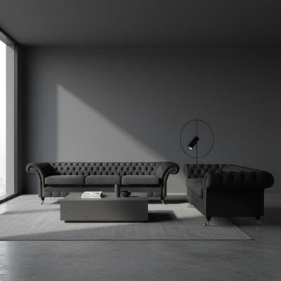 Chesterfield muebles tapizados sala de estar Sofás Set 2 piezas Mobiliario completo 3+2