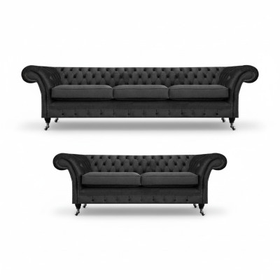 Chesterfield muebles tapizados sala de estar Sofás Set 2 piezas Mobiliario completo 3+2