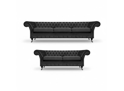 Chesterfield muebles tapizados sala de estar Sofás Set 2 piezas Mobiliario completo 3+2