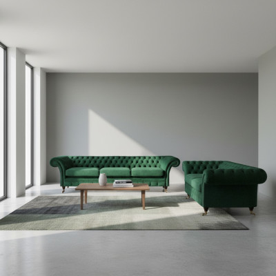 Sofá de 2 piezas Chesterfield para sala de estar con sofás 3+2.