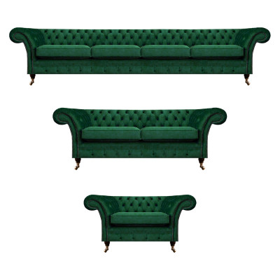 Muebles tapizados verdes Sofás Chesterfield Sillón Sala de estar 4+2+1 Conjunto de sofás
