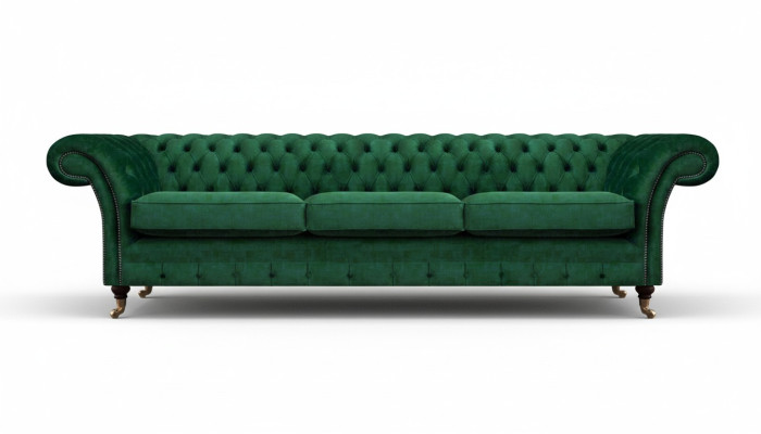 Muebles tapizados Sofá de lujo de tres plazas Chesterfield Sala de estar Textil.