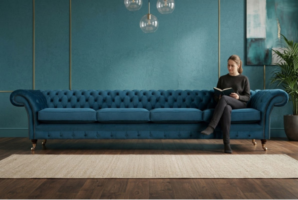 Sala de estar Chesterfield decoración sofá sofá cuatro plazas nuevo