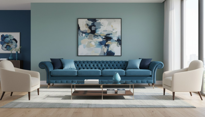 Sala de estar Chesterfield decoración sofá sofá cuatro plazas nuevo