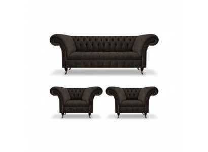 Muebles tapizados Chesterfield Set de sala de estar 3 piezas Lujo Completo Diseñador