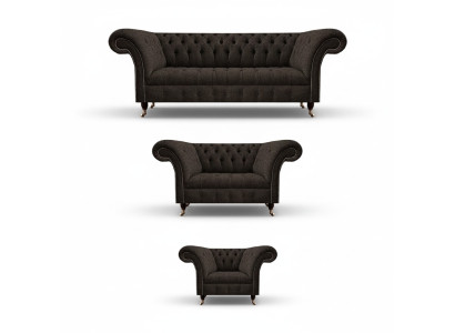 Lujo Juego de muebles tapizados de diseñador completo, conjunto de sofás de 3 piezas.