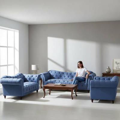Conjunto de sofás de diseñador Moderno de Lujo con Sofás Chesterfield.