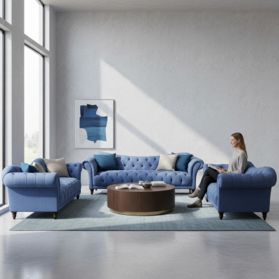 Sofás Chesterfield Sofagarnitur de lujo para sala de estar, muebles tapizados nuevos.