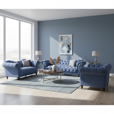Sofás Chesterfield Sofagarnitur de lujo para sala de estar, muebles tapizados nuevos.