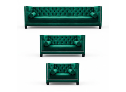 Sofá Chesterfield totalmente nuevo conjunto de muebles de salón con tapicería.