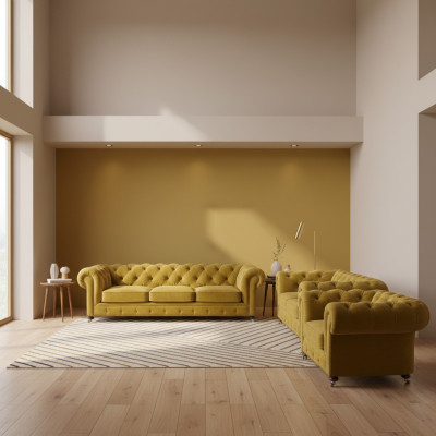 Diseñador 2x Sofás para la sala de estar Sillón Chesterfield Set de lujo Chesterfield
